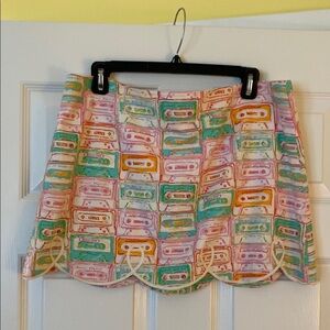 Lilly Pulitzer Skater Mini Skirt in Pink and Yellow